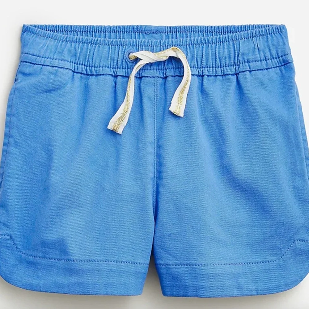 J. Crew Crewcuts Girls Blue Fishtail Hem Drawstring Chino Shorts Sz 2 - Picture 1 of 6